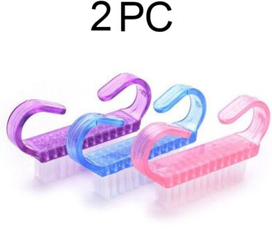 Willekeurige Kleur 2 Stuks Hoorn Borstel Plastic Stof Borstel Nail Afstoffen Kleine Borstel Nail Tool Doorschijnende Creatieve Reinigingsborstel