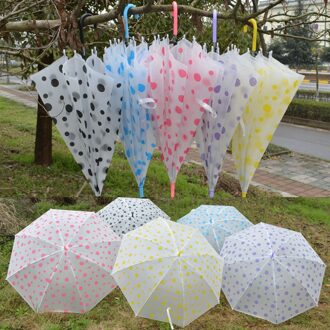 Willekeurige Kleur Transparant Clear Paraplu Lange Steel Rechte Stok Regen Parasols voor Wedding Party Favor Mannen Vrouwen Mode