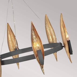 Willow hanglamp, zwart-goud, 6-lamps zwart carbon, goud