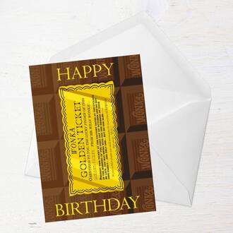 Willy Wonka Golden Ticket Birthday Greetings Card - Large Card