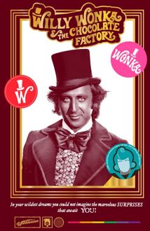 Willy Wonka & The Chocolate Factory Retro Cover Men's T-Shirt - Bordeaux - M Wijnrood