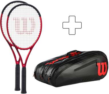 Wilson 2x Clash 100L V2.0 Plus rackettas rood - 0,1,2,3,4