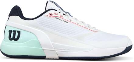 Wilson Rush Pro 5 Allcourt schoen Heren-wit, turkoois - 40,40 2/3,41 1/3,42,42 2/3,43 1/3,44,44 2/3,45 1/3,46,46 2/3,47 1/3,48,49 1/3