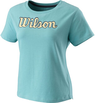 Wilson Sript Eco T-shirt Dames-Blauw,Geel - XS
