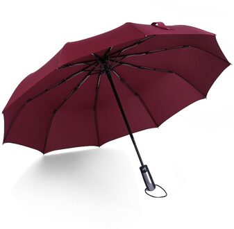 Wind Slip Opvouwbare Automatische Paraplu Regen Vrouwen Auto Luxe Grote Winddicht Paraplu Regen Voor Mannen Zwarte Coating 10K Parasol Rood