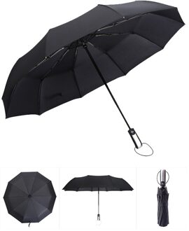 Wind Slip Volautomatische Paraplu Regen Vrouwen Voor Mannen 3Folding Parasol Compact Grote Reizen Business Auto 10K Paraplu zwart