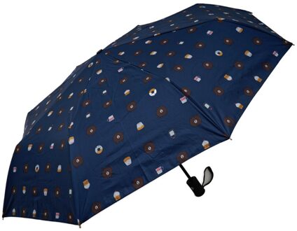 Winddicht Draagbare Automatische Zonnebrandcrème Anti-Uv Zon Paraplu Cartoon Beer Regen Paraplu Drievoudige Zonnescherm Voorkomen Koesteren In Blauw