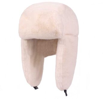 Winddicht Effen Kleur Warm Oorbeschermers Unisex Winter Rusland Dikke Voering Ski Mode Pluche Casual Warme Muts melkachtig wit