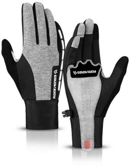 Winddicht Fietsen Mannen Handschoenen Thermische Motorfiets Touch Screen Winter Herfst Warm Rijden Fiets Reflecterende Vrouwen Handschoen grijs / L