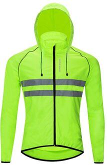 Winddicht Hooded Fietsen Jas Ademend Hoge Zichtbaarheid Reflecterende Mannen Bike Fiets Rijden Sport Jas Jas groen / Xxxl