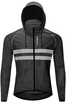 Winddicht Hooded Fietsen Jas Ademend Hoge Zichtbaarheid Reflecterende Mannen Bike Fiets Rijden Sport Jas Jas zwart / Xxl