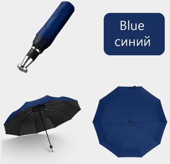 Winddicht Opvouwbare Automatische Paraplu Man Luxe 10 Ribben Paraplu Voor Auto Business Grote Paraplu Parasol Regen Vrouwen Parasol Automatic blauw