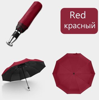 Winddicht Opvouwbare Automatische Paraplu Man Luxe 10 Ribben Paraplu Voor Auto Business Grote Paraplu Parasol Regen Vrouwen Parasol Automatic rood