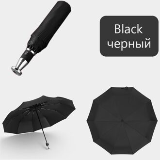 Winddicht Opvouwbare Automatische Paraplu Man Luxe 10 Ribben Paraplu Voor Auto Business Grote Paraplu Parasol Regen Vrouwen Parasol Automatic zwart