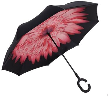 Winddicht Reverse Vouwen Dubbele Laag Omgekeerde Paraplu Zelf Stand Binnenstebuiten Regen Bescherming C-Haak Handen voor Vrouwen Kinderen 3