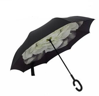 Winddicht Reverse Vouwen Dubbele Laag Omgekeerde Paraplu Zelf Stand Binnenstebuiten Regen Bescherming C-Haak Handen voor Vrouwen Kinderen 4