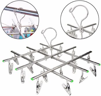 Winddicht Wasgoed Sokken Handschoenen Kleerhanger Inklapbare Rvs Opknoping Rack 20 Wasknijper Drogen Rekken Outdoor C42