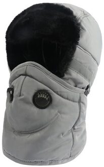 Winddicht Waterdicht Verdikte Beschermende Oor Anti-Waas Masker Warm Neck Geïntegreerde Verwijderbare Winter Cap grijs