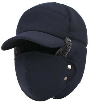 Winddicht Winter Thermische Bomber Hoeden Mannen Vrouwen Mode Oor Bescherming Gezicht Cap Outdoor Fietsen Hoed 01 blauw