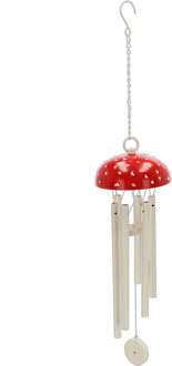 Windgong vliegenzwam - aluminium - 12 x 64 cm - Tuin/balkon