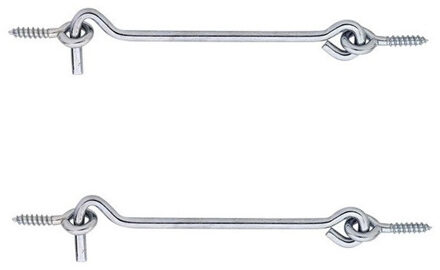 Windhaak - 2x stuks - verzinkt staal - 8 x 0,4 cm - deurhaak