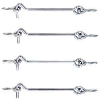 Windhaak - 4x stuks - verzinkt staal - 3 x 0,3 cm - deurhaak