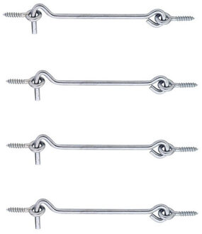 Windhaak - 4x stuks - verzinkt staal - 4 x 0,3 cm - deurhaak