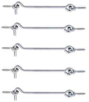 Windhaak - 5x stuks - verzinkt staal - 8 x 0,4 cm - deurhaak