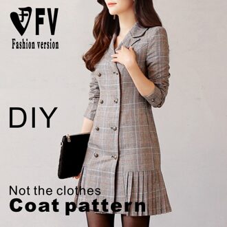 Windjack Patroon Vrouwen Revers Double-Breasted Jas Patroon 1:1 Kledingstuk Naaien Tekening BFY-286 Size XS