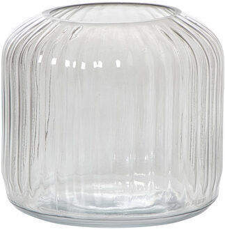 Windlicht ribbel klein - grijs - ø17.7x15.3 cm