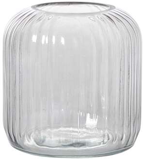 Windlicht ribbel middel - grijs - ø17.7x17.7 cm