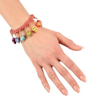 Windmann Touw Armband Met 7 Kleurrijke Schedels