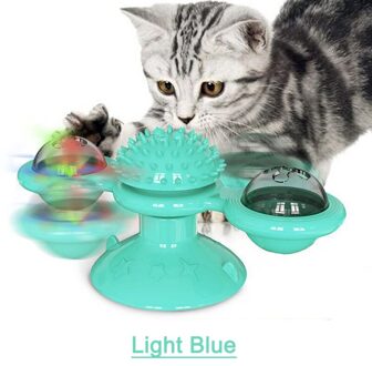 Windmolen Speelgoed Draaitafel Stress Release Spinning Kat Plagen Interactieve Katten Zuig Spinner Agressieve Kitty Massage Kietelen blauw