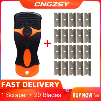 Window Tint Tool Keramische Oven Verf Scheermes Schraper Lijm Sticker Schoon Verwijderen Zuigmond 1.5 "Blade Plastic Handvat E12 + 20M