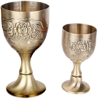 Wine Cup Shot Glass Liqueur Goblet 100ml 30ml Hand-Made Vintage Pure Copper Engraving Flower Pattern Chalice for Drinking Water