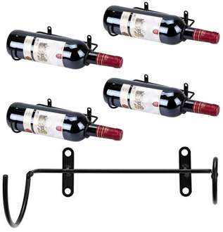Wine Display Shelf Wine Rack With Screws Home Bar Kitchen Storage Organizer Simple Wall Mounted Iron Black Bottle Holder
