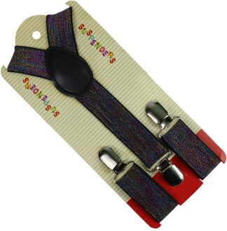 Winfox Mode Effen Kleur Zwart Wit Glanzend Clip-on Braces Elastische Y-back Elastische Bretels Voor Jongens Meisje kids MULTI