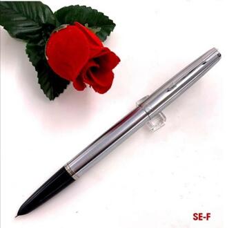 Wing Sung 601 Vacumatic Vulpen Stalen Inkt Pen Zuiger Soort Fijne Nib Gouden/Zilveren Clip Briefpapier Kantoor School levert Pen zilver Clip