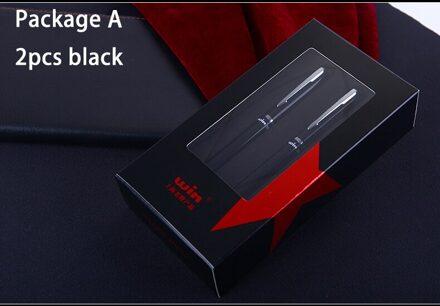 Winnende 587 Metalen Balpen High-End Zwart En Goud 0.5Mm Black Ink Business Handtekening Pennen Met doos Schrijven Briefpapier A 2stk zwart