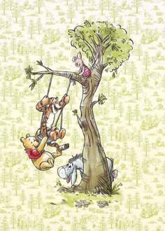 Winnie Pooh In The Wood Vlies Fotobehang 200x280cm 4-banen Multikleur