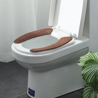 Winter 1 Paar Draagbare Herbruikbare Toilet Seat Cover Seat Warm Pluche Vulling Wc Cover Universal Gezondheid Sticky Wc Kussen chocola