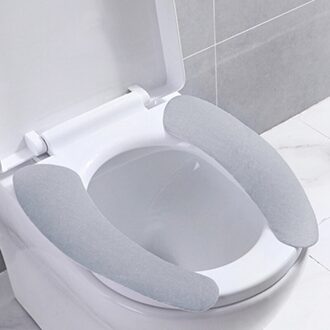 Winter 1 Paar Draagbare Herbruikbare Toilet Seat Cover Seat Warm Pluche Vulling Wc Cover Universal Gezondheid Sticky Wc Kussen grijs thin