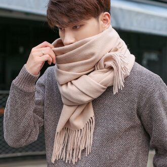 Winter 100% Lamswol Sjaal Mannen Neck Warmer Thicken Grijs Pashmina Wraps Foulard Voor Man Kasjmier Echarpe Zuivere Wol sjaals Beige