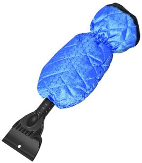 Winter Auto Voertuig Sneeuw Schop Plus Fluwelen Handschoenen Non-Bevriezing Hand Intrekbare Sneeuw Ijs Schrapen Sneeuw Remover Vorst Gereedschap Blauw