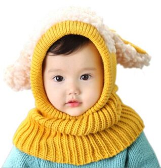 Winter Baby Hat Nek Warmer Joint Kids Kinderen Hond Caps voor Jongens Meisjes Haak Gebreide Beanie Hoeden Baby Peuter Mode mosterd