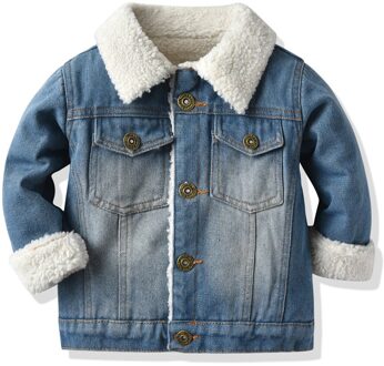 Winter Baby Jongens Dikke Warme Denim Jas Jassen Kraag Fleece Voering Kinderen Bovenkleding Jean Tops Kinderkleding 4T