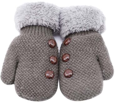 Winter Baby Jongens Meisjes Handschoenen Volledige Finger Kids Wanten Warme Acryl Touw Handschoenen Kinderen Breien Solid Button Wanten grijs