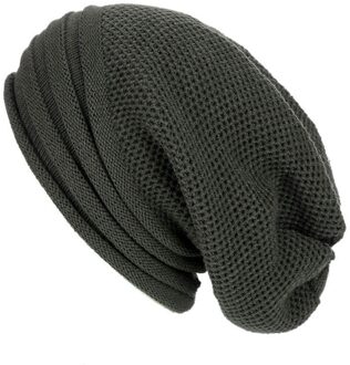 Winter Baggy Slouchy Beanie Hoed Wol Gebreide Warme Cap Voor Mannen Vrouwen Beanie Oversized Winter Hoed Voor Skiën Donkergrijs