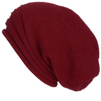 Winter Baggy Slouchy Beanie Hoed Wol Gebreide Warme Cap Voor Mannen Vrouwen Beanie Oversized Winter Hoed Voor Skiën Rood