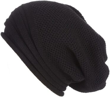 Winter Baggy Slouchy Beanie Hoed Wol Gebreide Warme Cap Voor Mannen Vrouwen Beanie Oversized Winter Hoed Voor Skiën zwart